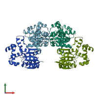 PDB entry 5f64 coloured by chain, front view.