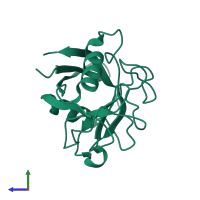 PDB entry 5f66 coloured by chain, side view.