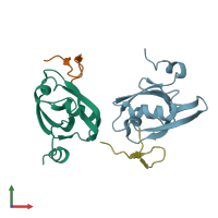 PDB entry 5f67 coloured by chain, front view.