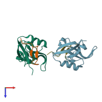 PDB entry 5f67 coloured by chain, top view.