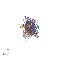 PDB entry 5f6l coloured by chain, side view.