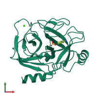 PDB entry 5f6m coloured by chain, front view.