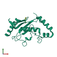 PDB entry 5f6v coloured by chain, front view.