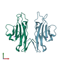 PDB entry 5f71 coloured by chain, front view.