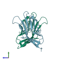 PDB entry 5f7f coloured by chain, side view.
