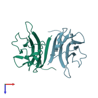 PDB entry 5f7f coloured by chain, top view.