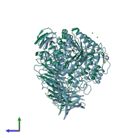 PDB entry 5f7s coloured by chain, side view.