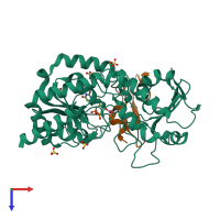 PDB entry 5f85 coloured by chain, top view.