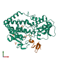 PDB entry 5f86 coloured by chain, front view.