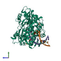 PDB entry 5f8h coloured by chain, side view.