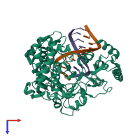 PDB entry 5f8h coloured by chain, top view.