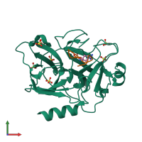 PDB entry 5f8x coloured by chain, front view.