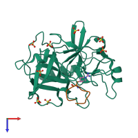 PDB entry 5f8x coloured by chain, top view.