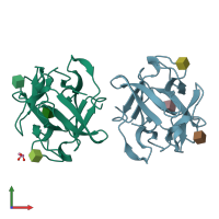 PDB entry 5f8y coloured by chain, front view.