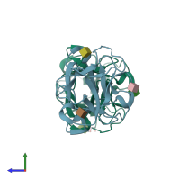 PDB entry 5f8y coloured by chain, side view.