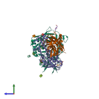 PDB entry 5f96 coloured by chain, side view.