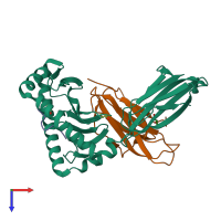 PDB entry 5f9j coloured by chain, top view.