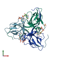 PDB entry 5f9k coloured by chain, front view.