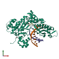 PDB entry 5f9l coloured by chain, front view.