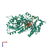 PDB entry 5f9n coloured by chain, top view.