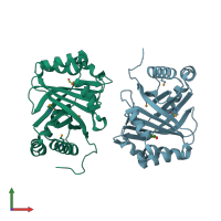 PDB entry 5f9p coloured by chain, front view.
