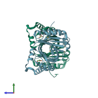 PDB entry 5f9p coloured by chain, side view.