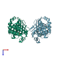PDB entry 5f9p coloured by chain, top view.