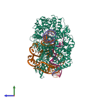 PDB entry 5f9r coloured by chain, side view.