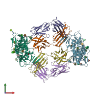 PDB entry 5f9w coloured by chain, front view.