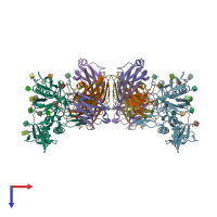 PDB entry 5f9w coloured by chain, top view.