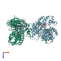 PDB entry 5fa6 coloured by chain, top view.