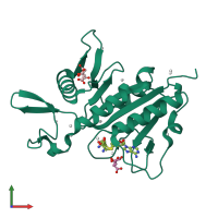 PDB entry 5fai coloured by chain, front view.