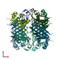 PDB entry 5far coloured by chain, front view.