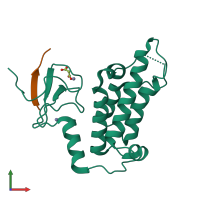 PDB entry 5fb1 coloured by chain, front view.
