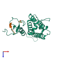 PDB entry 5fb1 coloured by chain, top view.