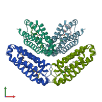 PDB entry 5fb7 coloured by chain, front view.