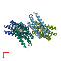 PDB entry 5fb7 coloured by chain, top view.