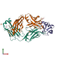 PDB entry 5fb8 coloured by chain, front view.