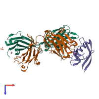 PDB entry 5fb8 coloured by chain, top view.