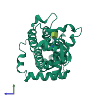 PDB entry 5fba coloured by chain, side view.