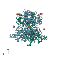 PDB entry 5fbk coloured by chain, side view.