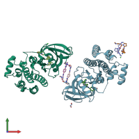 PDB entry 5fbn coloured by chain, front view.