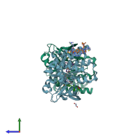 PDB entry 5fbn coloured by chain, side view.