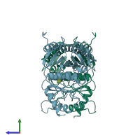 PDB entry 5fbp coloured by chain, side view.