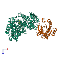 PDB entry 5fbq coloured by chain, top view.