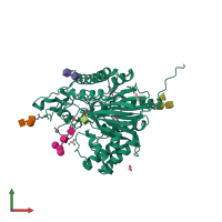 PDB entry 5fc1 coloured by chain, front view.