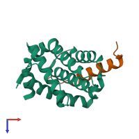 PDB entry 5fcg coloured by chain, top view.