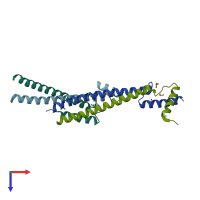 PDB 5fcm coloured by chain and viewed from the top.