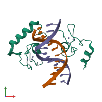 Hetero trimeric assembly 2 of PDB entry 5fd3 coloured by chemically distinct molecules, front view.