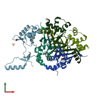 PDB entry 5fd5 coloured by chain, front view.